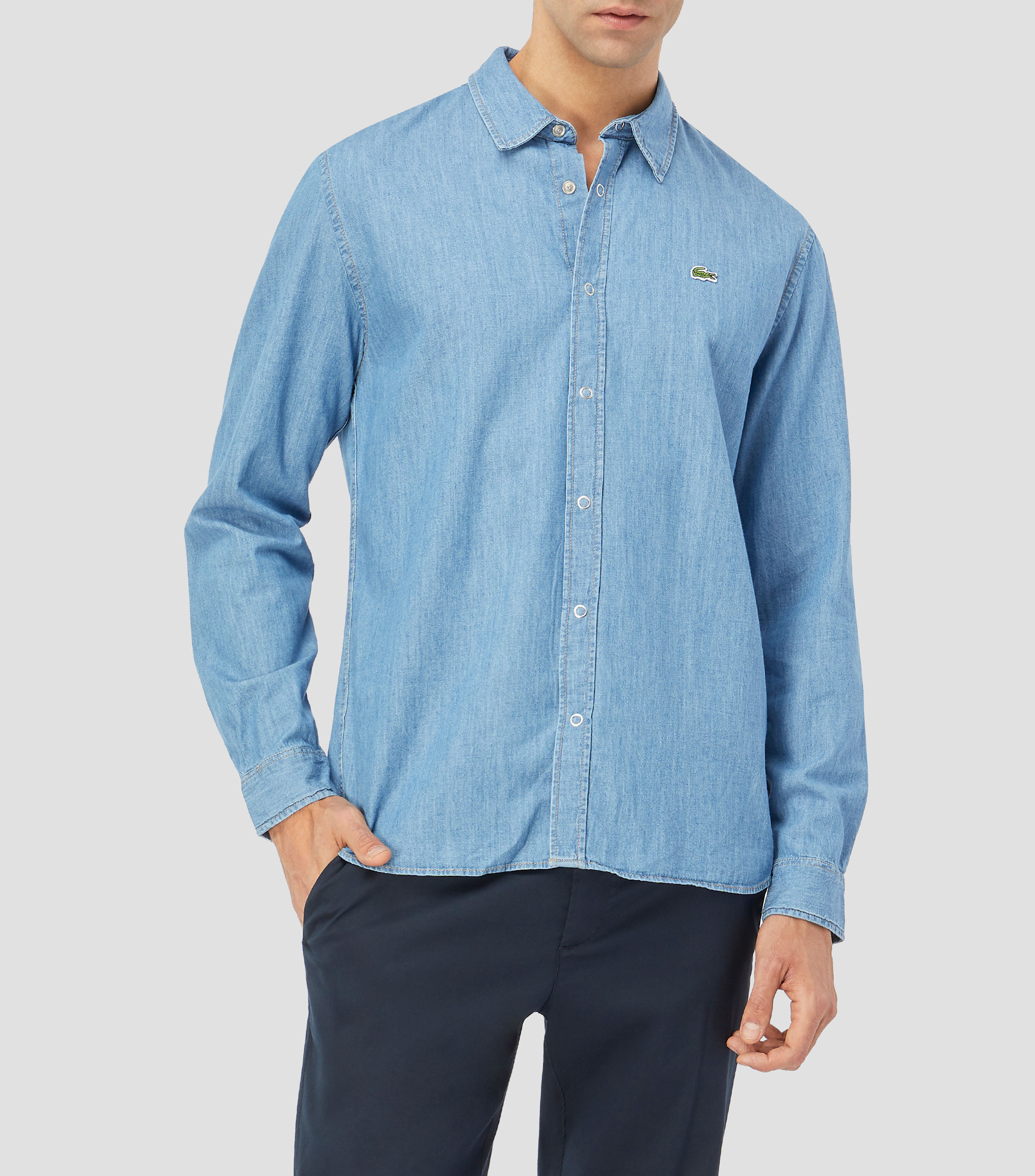 Camisa lisa manga larga Hombre